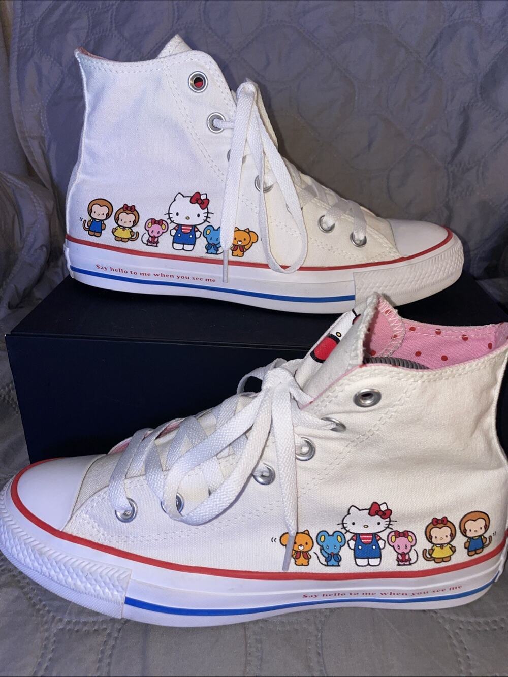 Hello Kitty X Converse All-Stars High Top White Chuck Taylors Sanrio W8